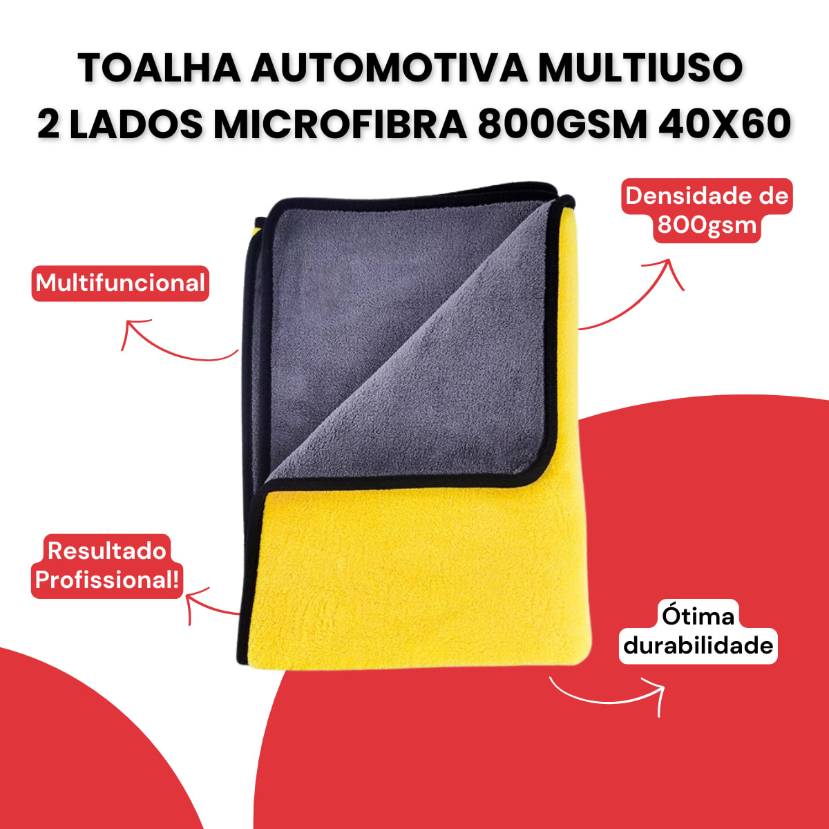 Toalha 2 Lados Microfibra 800gsm - benefícios